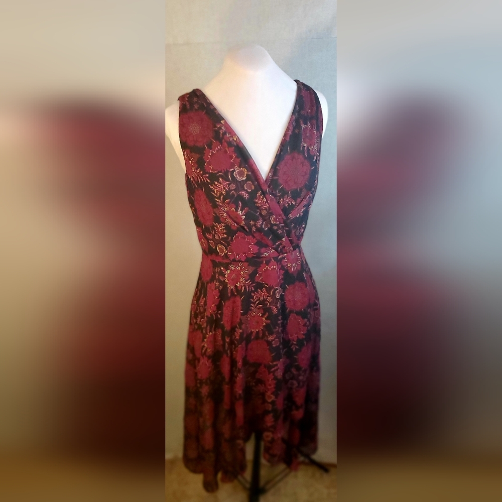 Tommy Hilfiger Black and Red Floral Midi Dress